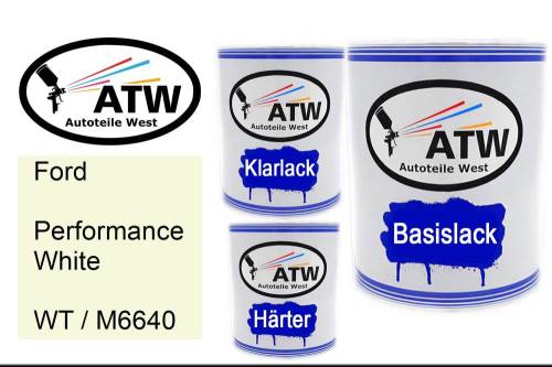 Ford, Performance White, WT / M6640: 1L Lackdose + 1L Klarlack + 500ml Härter - Set, von ATW Autoteile West.